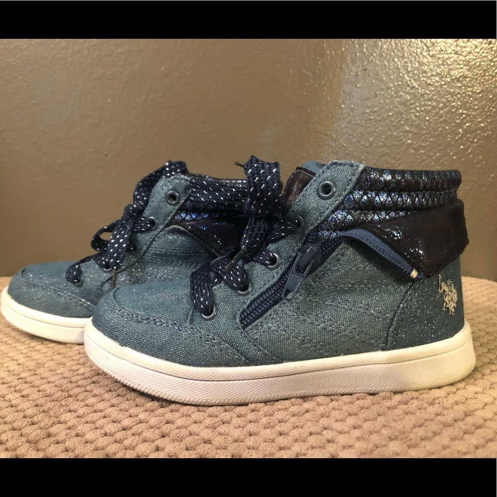 🔵4/$20 U.S. POLK ASSN Unisex Toddler High Top 10M EUC